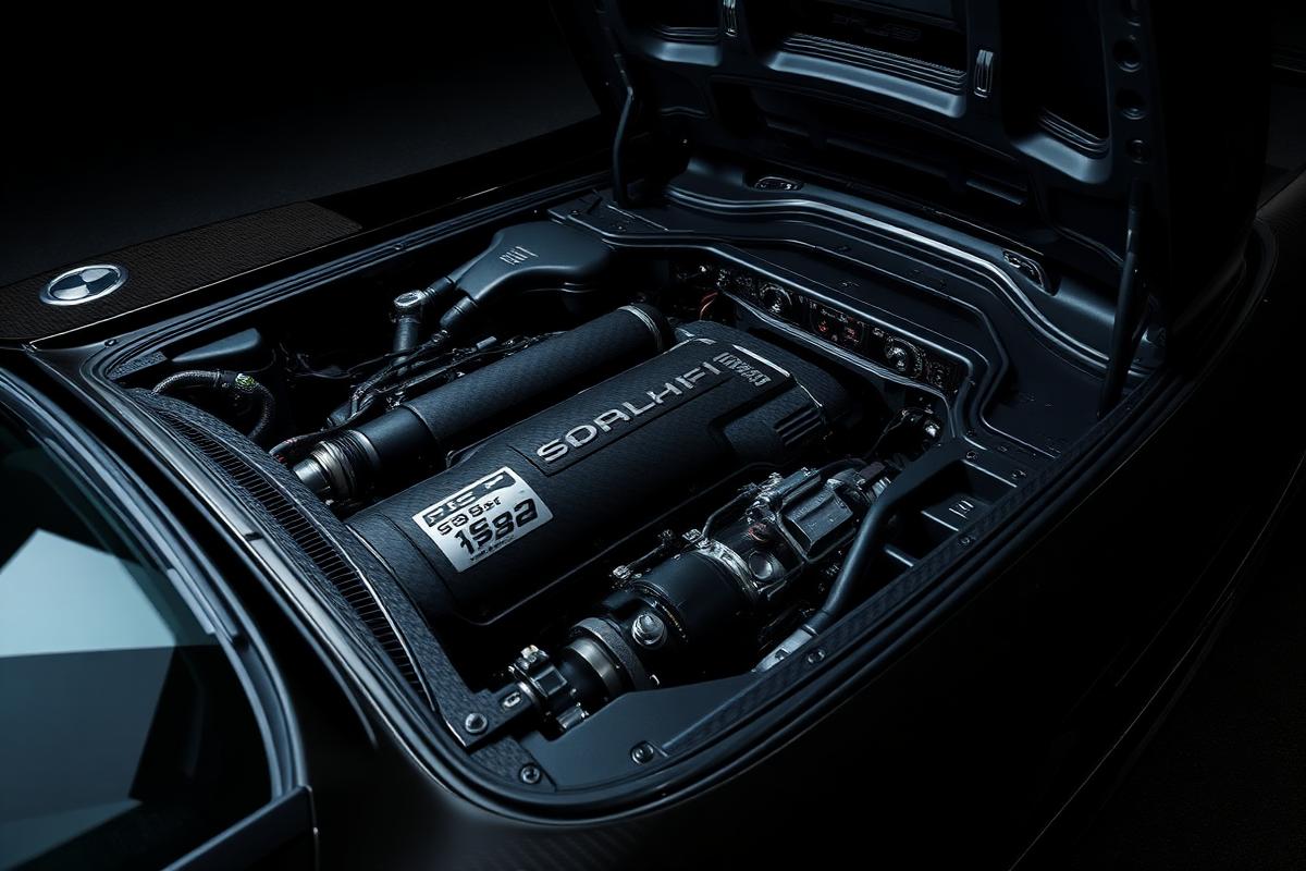 Pristine luxury car engine bay