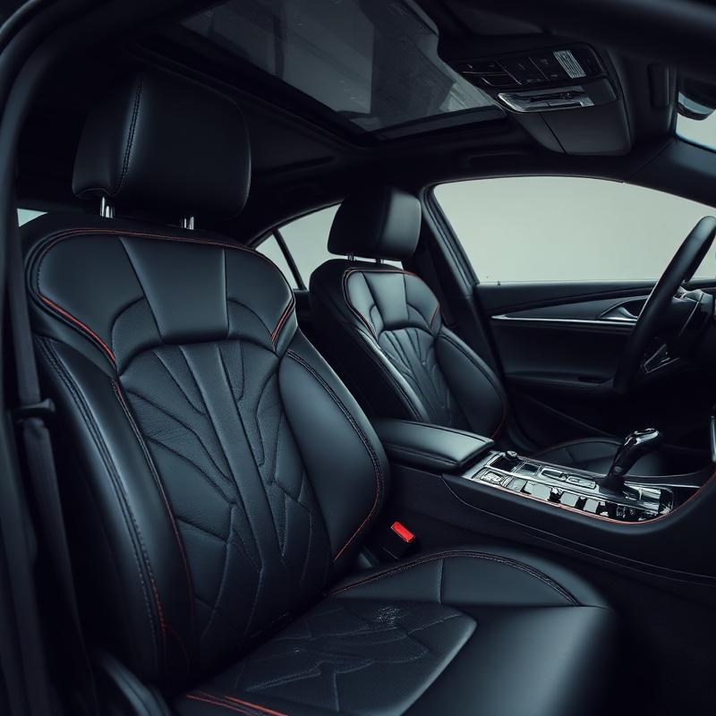 Black leather interior with contrast stitching